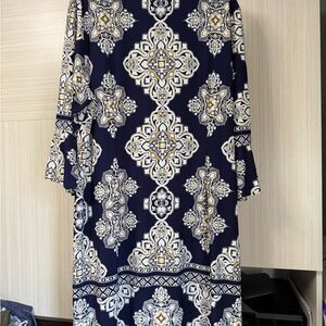Navy and White Patterned Dress